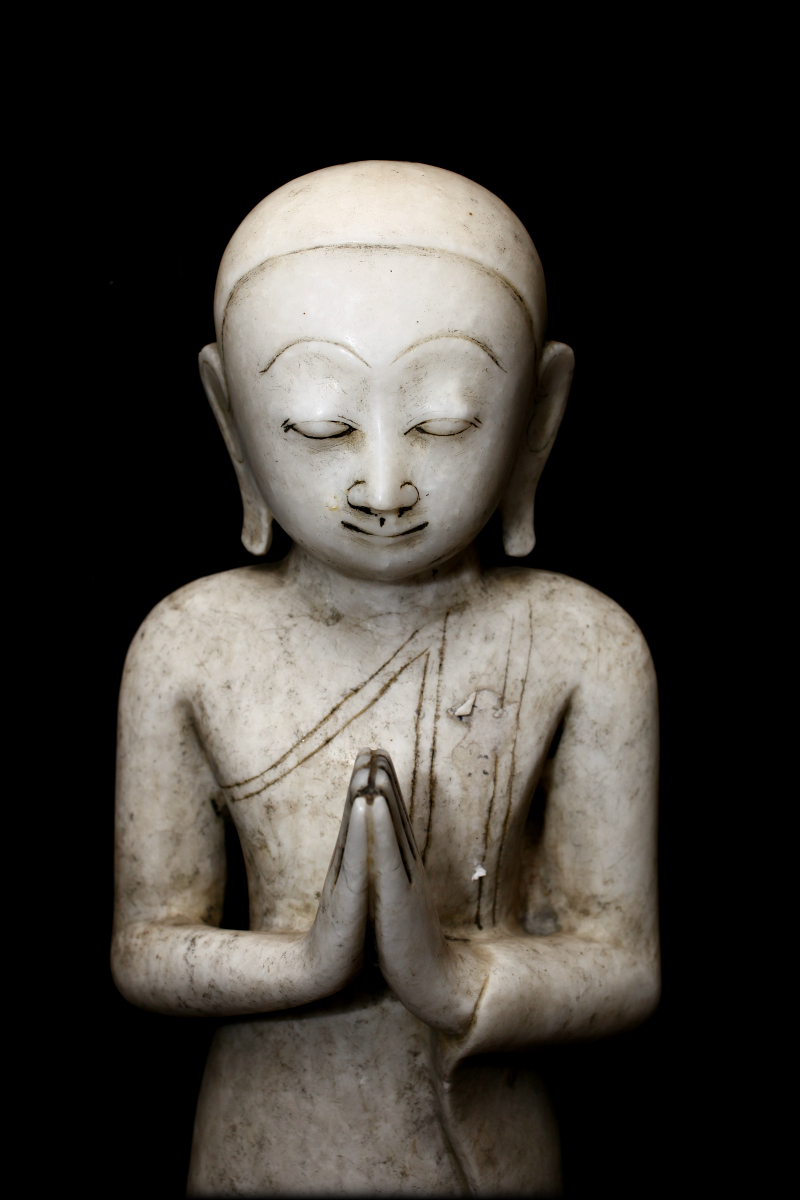 Extremely Rare 18C Bronze Shan Burmese Buddhist Monk # DW036