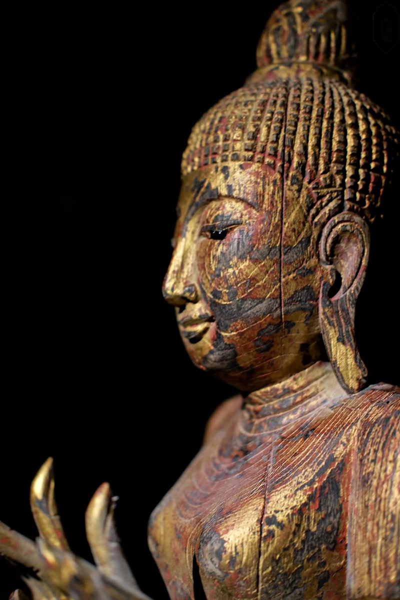 Extremely Rare 19C Wood Lanna Thai Buddha #BB230