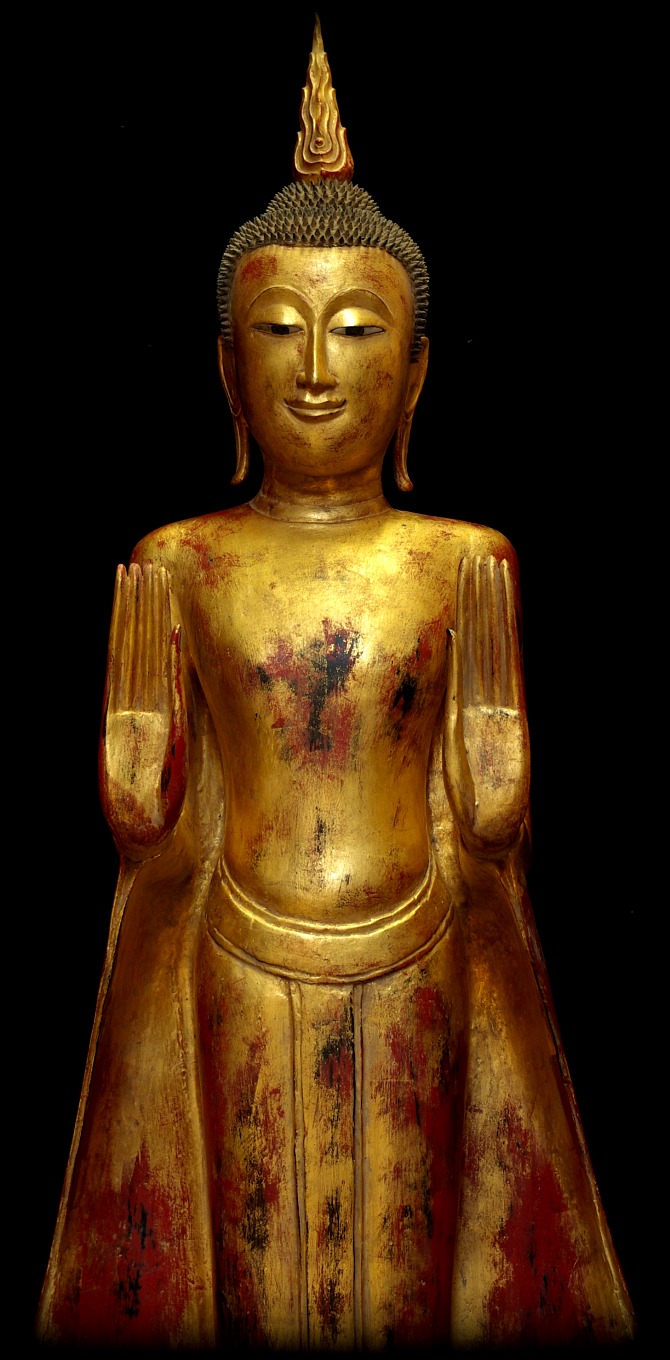 Extremely Rare Mid 18C Wood Thai Buddha #B048-2