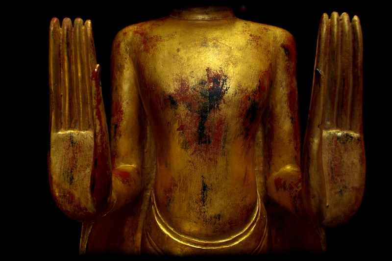 Extremely Rare 18C Wood Thai Buddha #B048-2