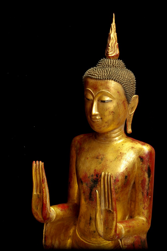 Extremely Rare 18C Wood Thai Buddha #B048-2