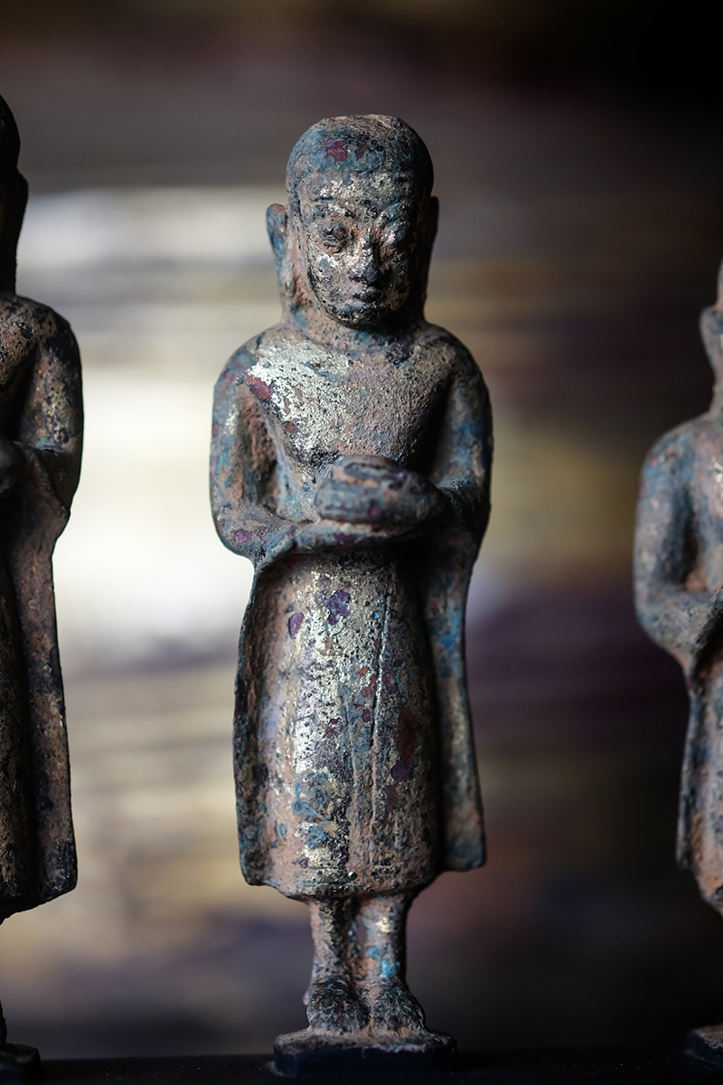 Pair Of 18C Bronze Shan Burmese Buddhist Monks #BB314