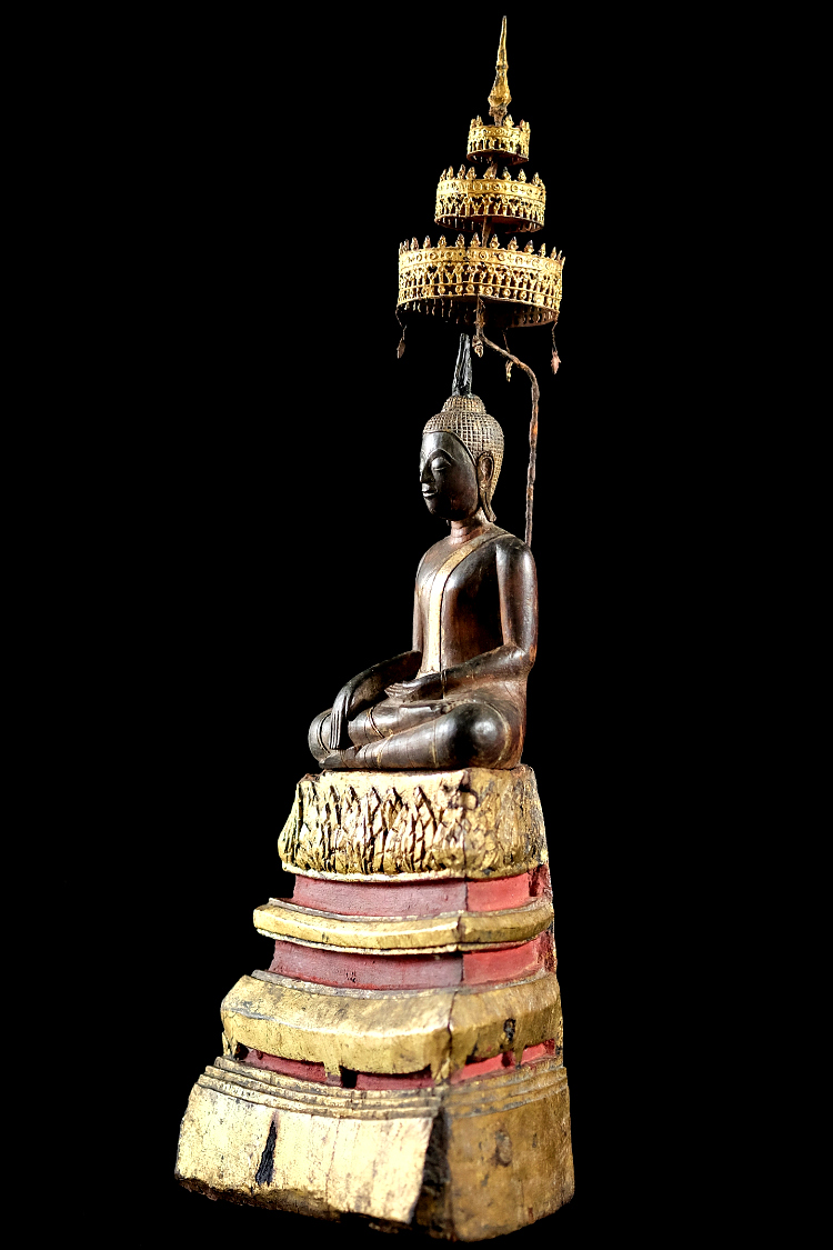 Extremely Rare 18C Wood Thai Ayuttaya Buddha #A136