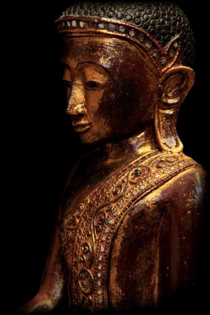 Extremely Rare 18C Wood Shan Burmese Buddha #BB333