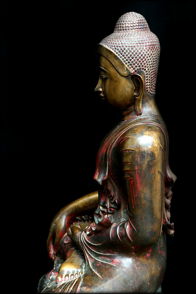 Early 19C Bronze Sitting Mandalay Buddha #DW201