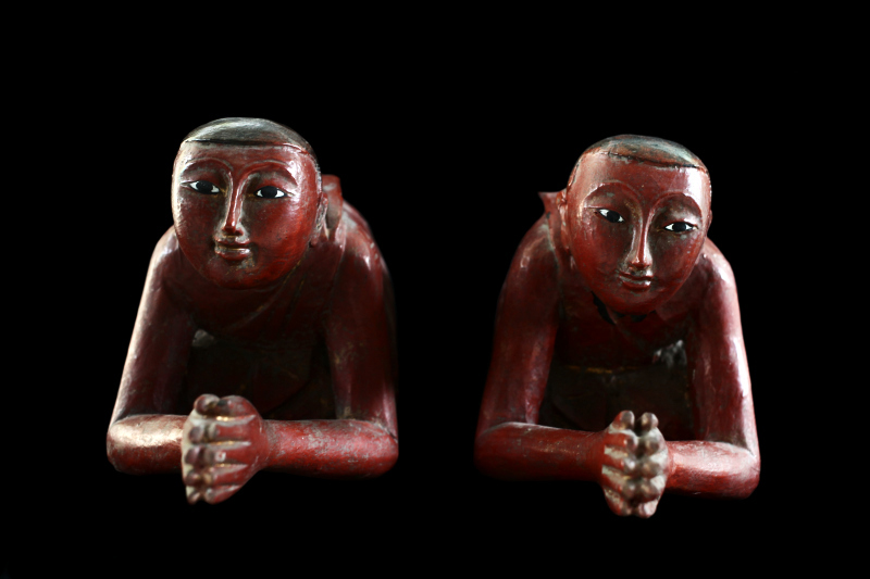 Extremely Rare 19C Wood Mandalay Monk #CA1013