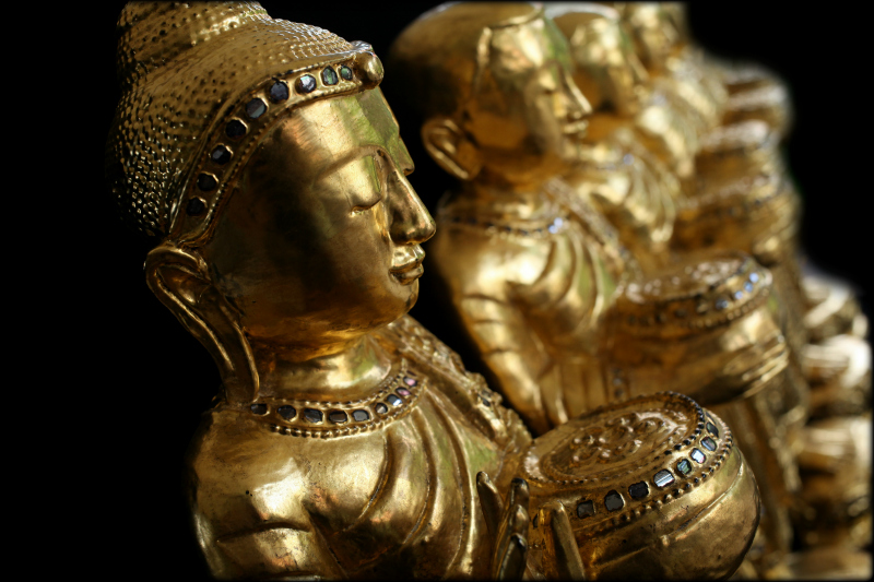 Beautiful Pair Of 19C Thai Buddhist Monks #BB126