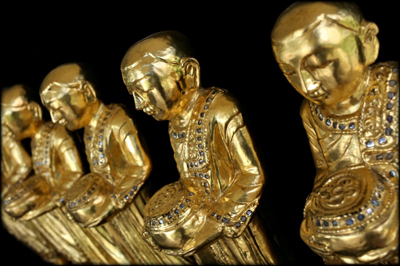 Beautiful Pair Of 19C Thai Buddhist Monks #BB126