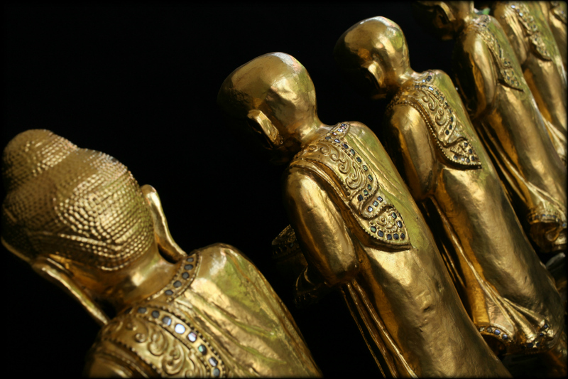 Beautiful Pair Of 19C Thai Buddhist Monks #BB126