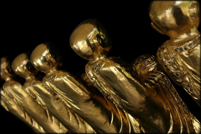 Beautiful Pair Of 19C Thai Buddhist Monks #BB126