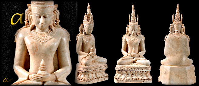 10-12C Alabaster Andagu Burma Buddha #MS22
