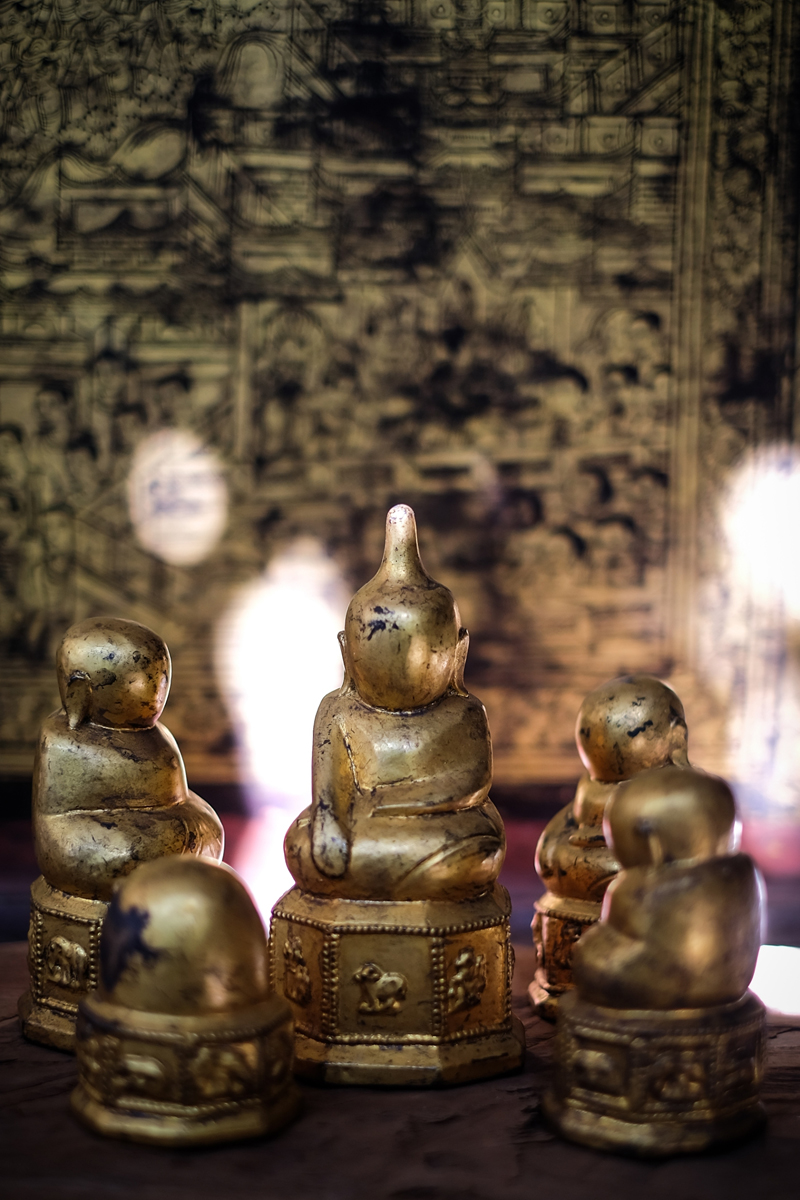 Extremely Rare 19C Wood Mandalay Burmese Buddha Head #OF0010-2