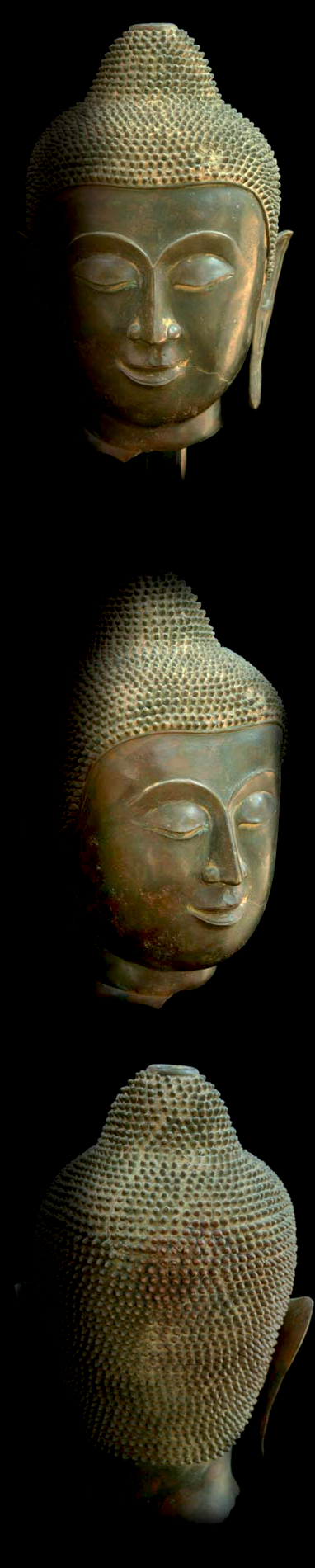 Extremely Rare 19C Bronze Mandalay Buddha Head #OF004-2