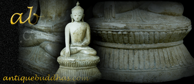 Extremely Rare 18C Alabaster Sitting Ava Buddha #OF.068