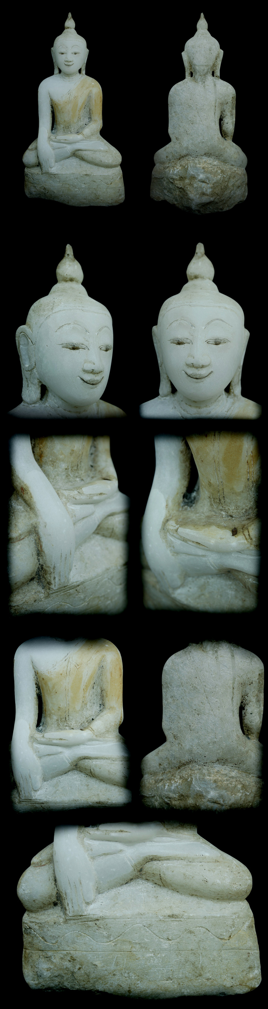 Extremely Rare 18C Alabaster Sitting Ava Buddha #OF.069