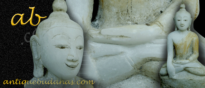 Extremely Rare 18C Alabaster Sitting Ava Buddha #OF.069