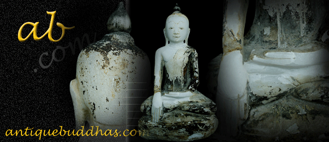 Extremely Rare 18C Alabaster Sitting Ava Buddha #OF.070