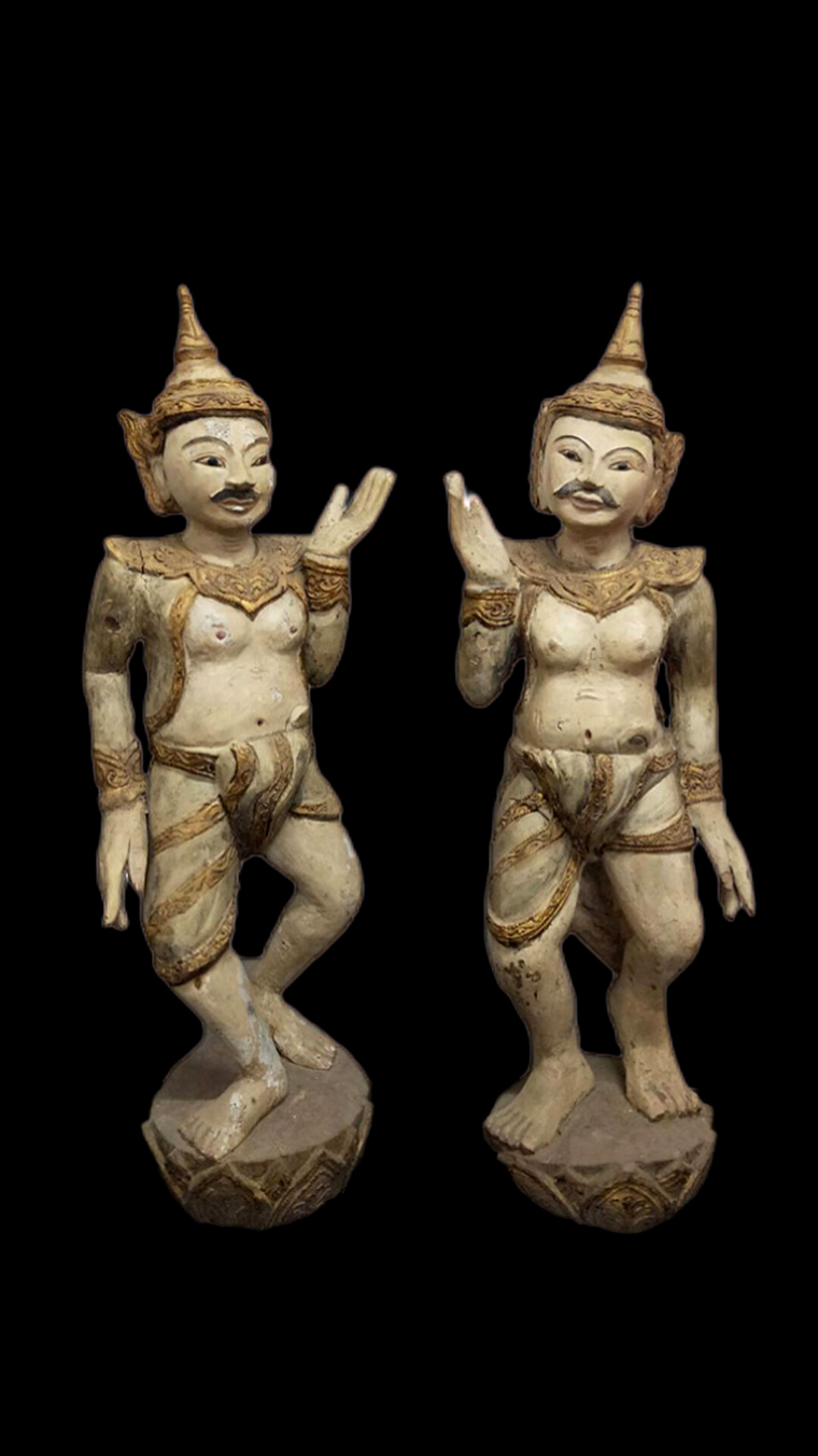 Extremely Rare Early 19C Wood Burmese Sculpture #A0.103