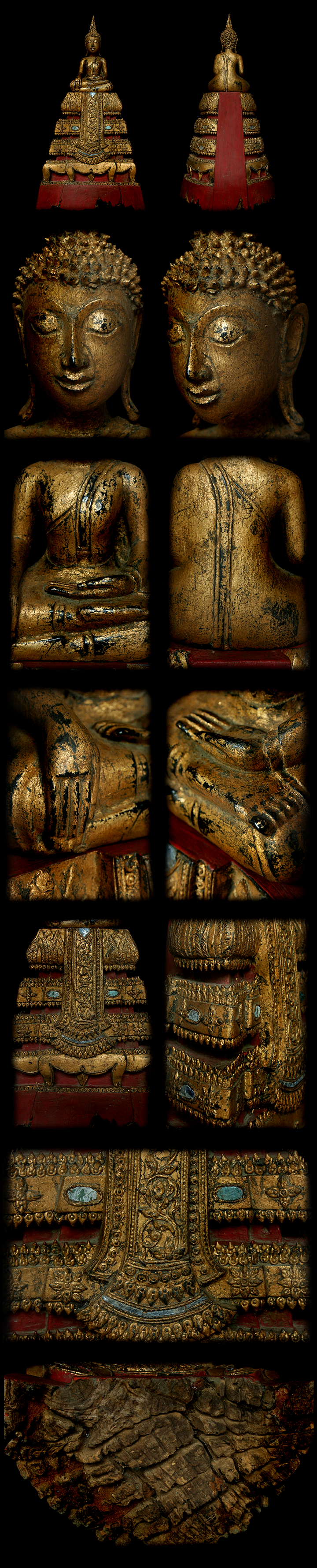 Extremely Rare 18C Wood Thai Ayuttaya Buddha #OF-150