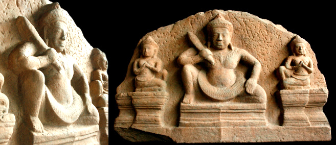Extremely Rare 12C Sandstone Khmer Sitting Shiva #RK.014