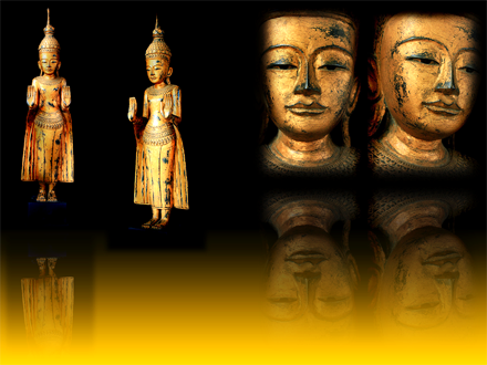Extremely Rare 18C Wood Standing Shan Burmese Buddha #OF.075