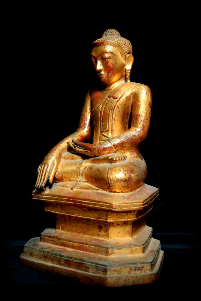 Extremely Rare 18C Bronze Burma Shan Buddha #068-2