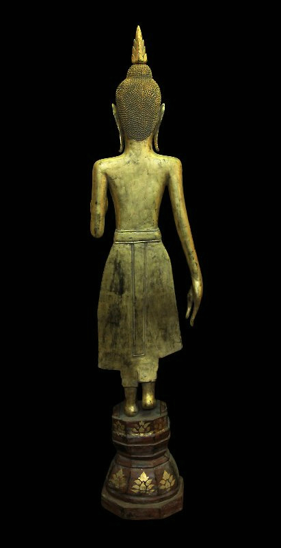 Extremely Rare 18C Standing Wood Laos Buddha #BB80