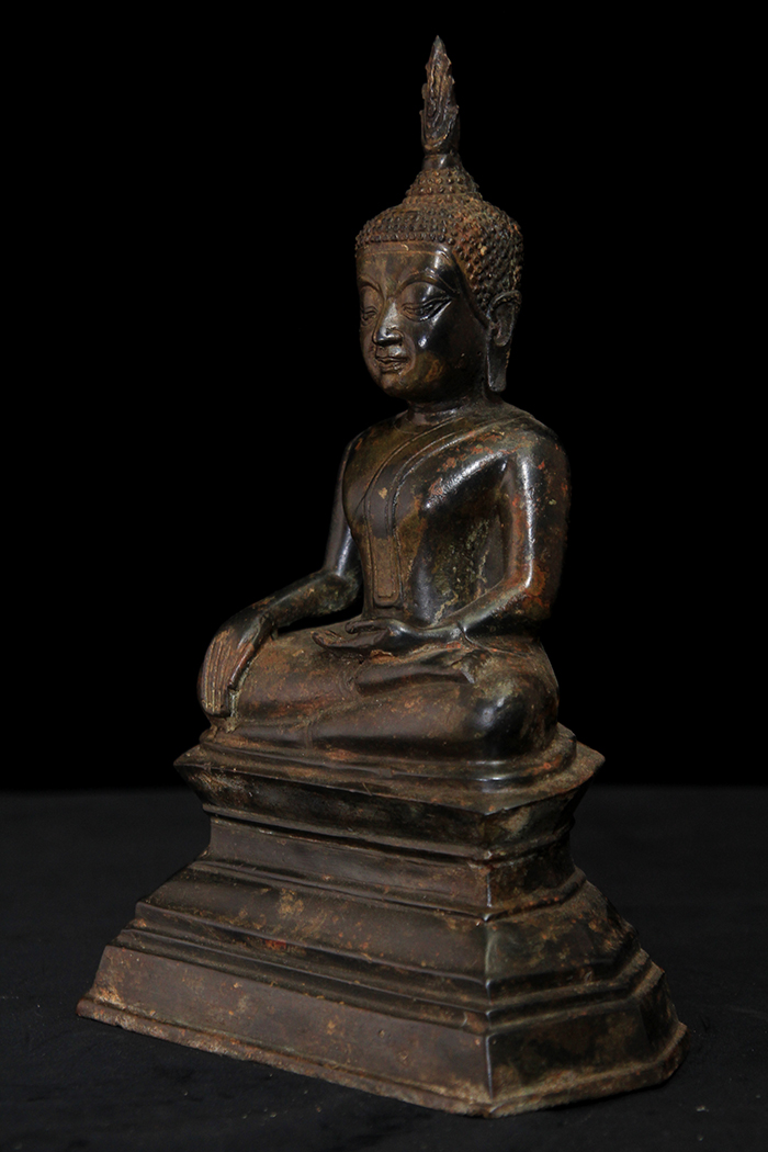 19C Sitting Bronze Laos Buddha #BB152