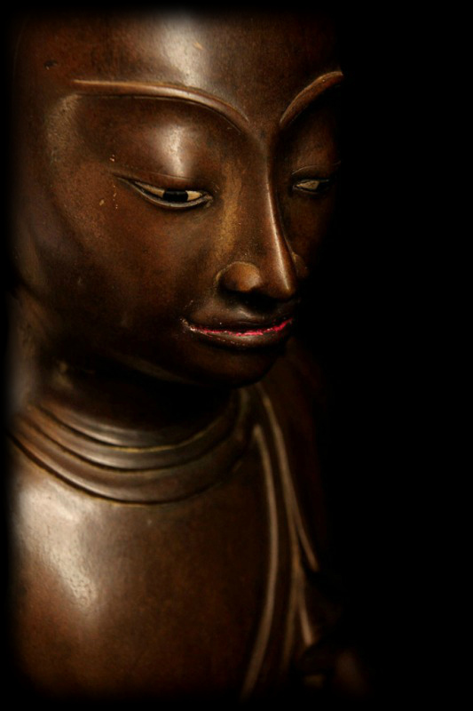Pair Of 19C Bronze Burmese Buddhist Monks #BB135