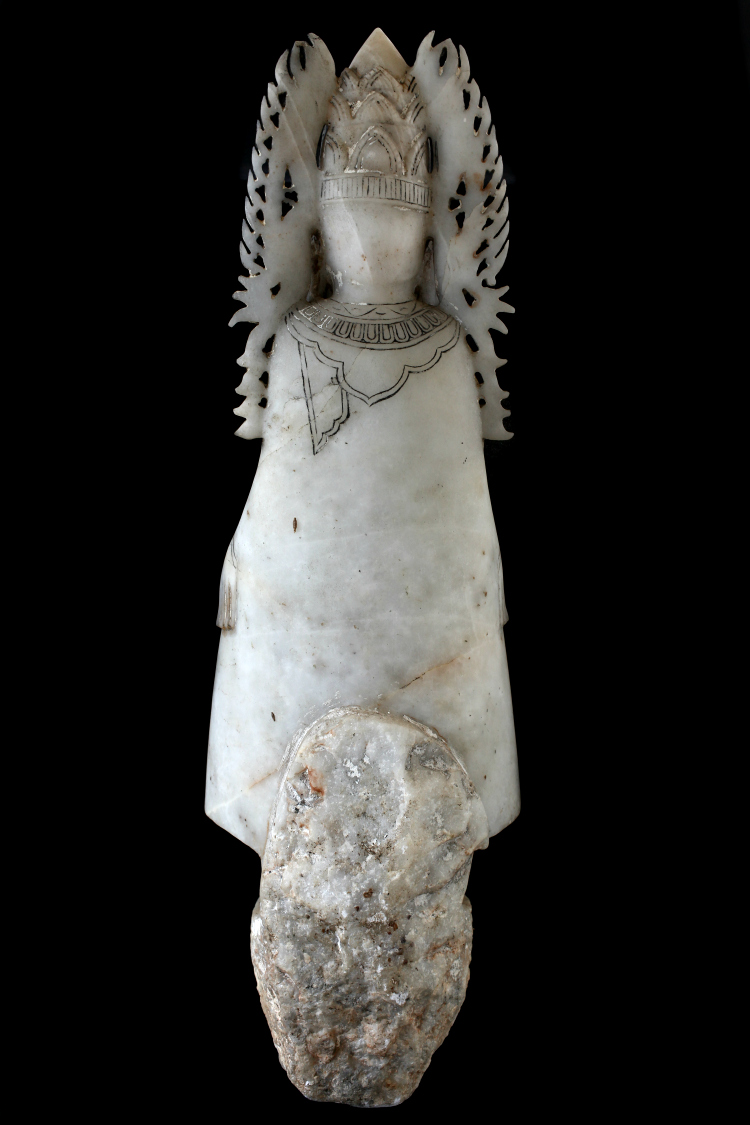 Extremely Rare 18C Alabaster Ava Buddha #BB176