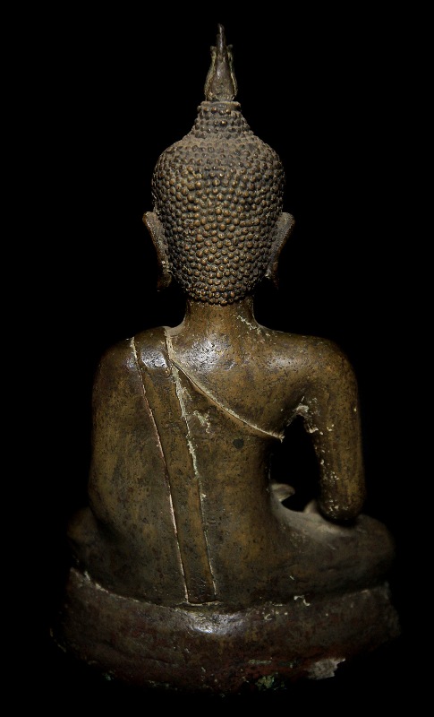 18C Sitting Bronze Laos Buddha #BB41