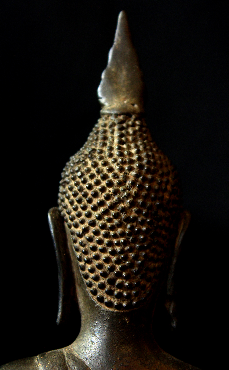 Extremely Rare 18C Sitting Bronze Laos Buddha #B02-24