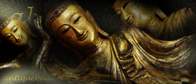 Extremely Rare 19C Reclining Wood Mandalay Buddha #B026-2