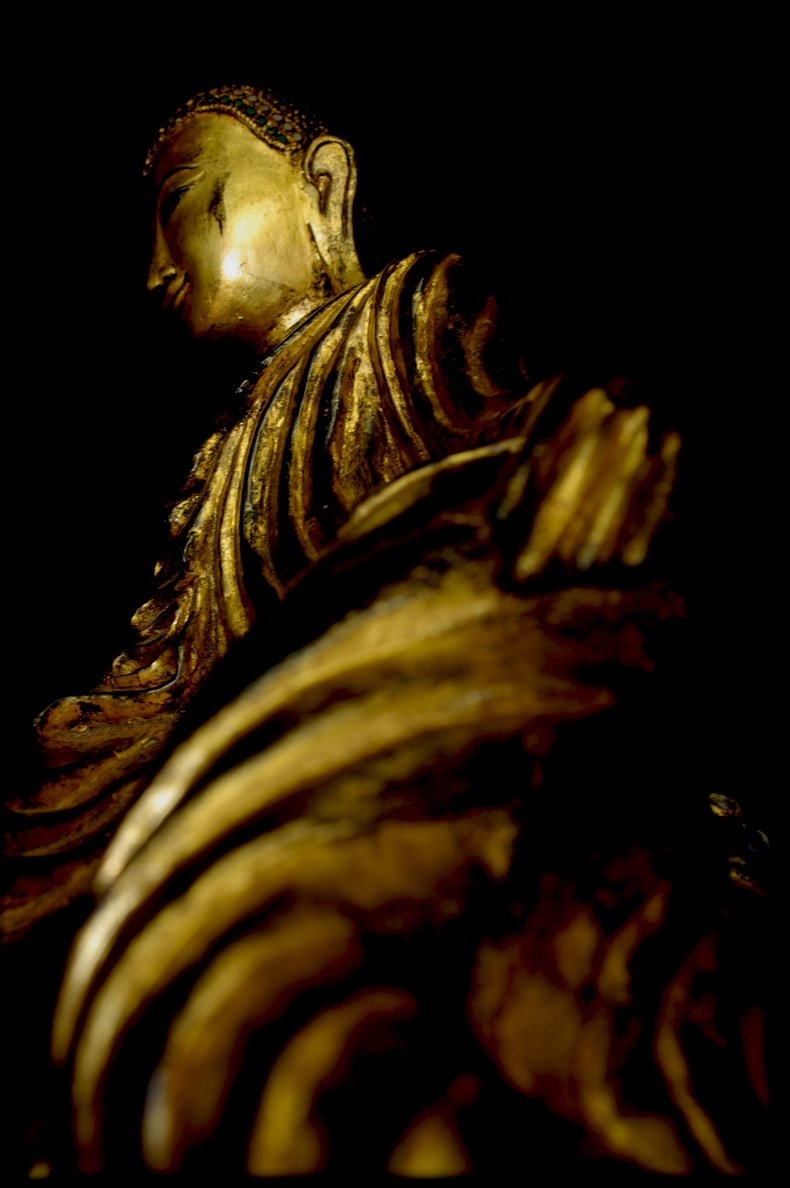 Extremely Rare 19C Reclining Wood Mandalay Buddha #B026-2