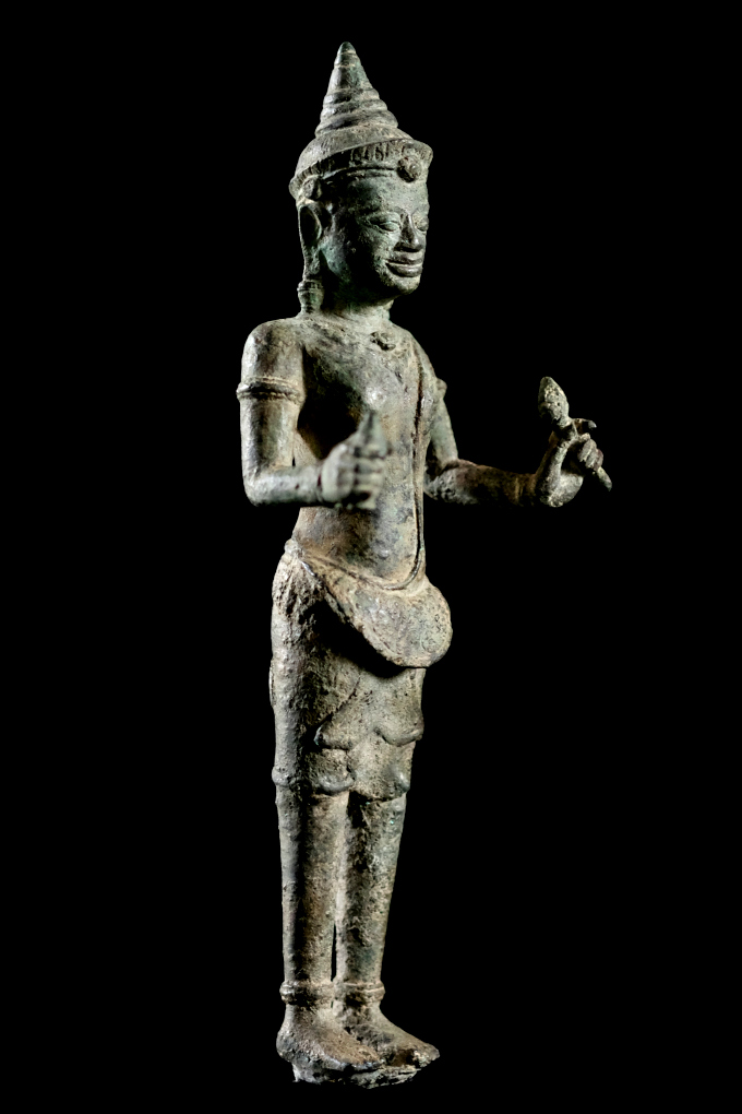 Fantastic 19C Bronze Burmese Buddhist Monk #B033-2