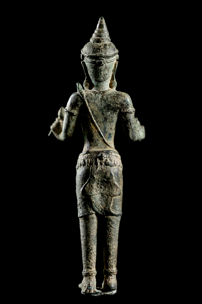 Fantastic 19C Bronze Burmese Buddhist Monk #B033-2