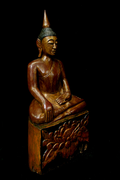 Extremely Rare 19C Wood Lanna Thai Buddha #B03-2