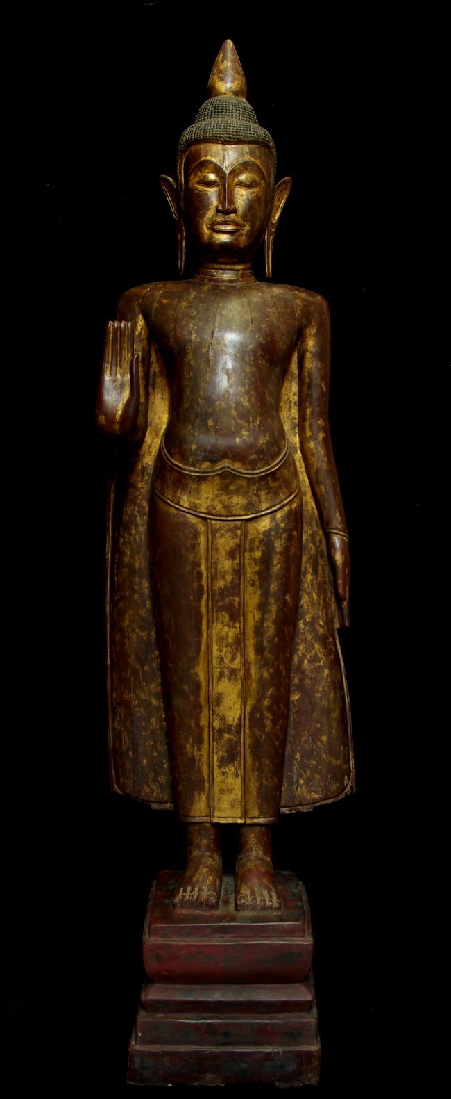 Extremely Rare 18C Wood Cambodia Buddha #AL046