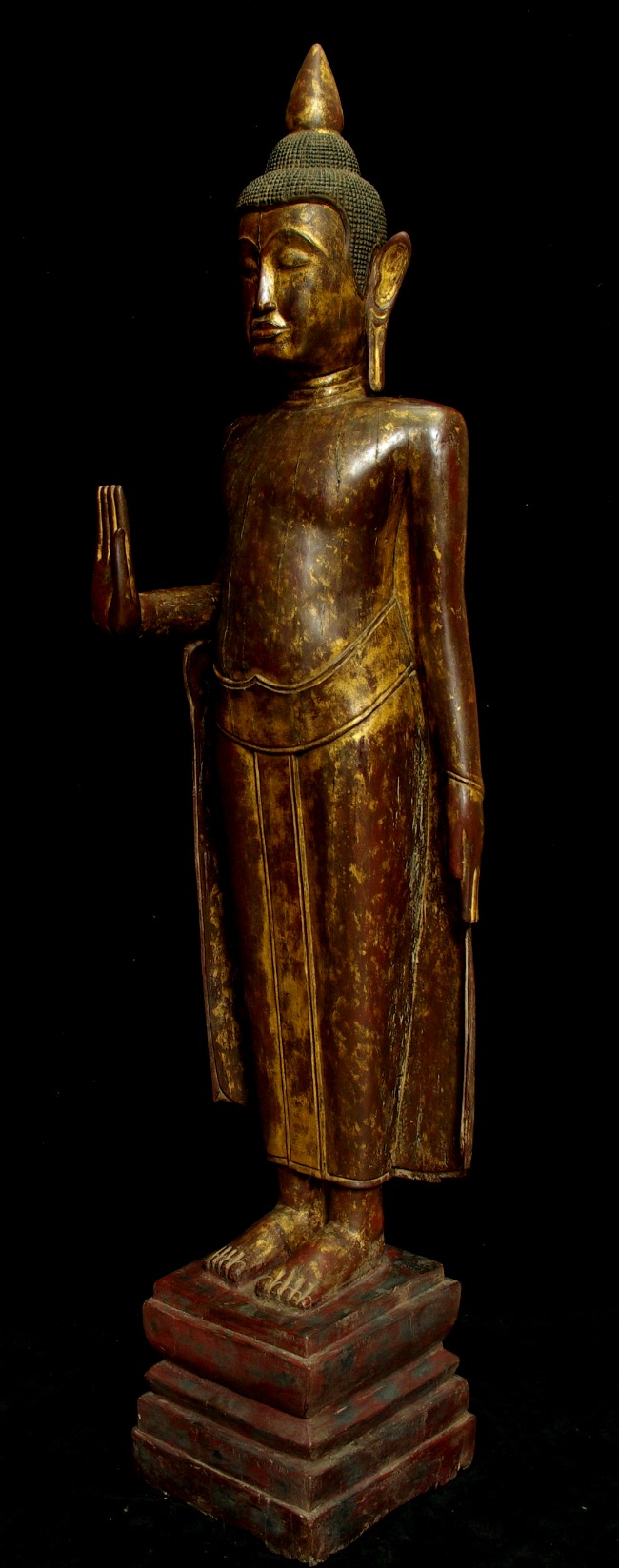 Extremely Rare 18C Wood Cambodia Buddha #AL046