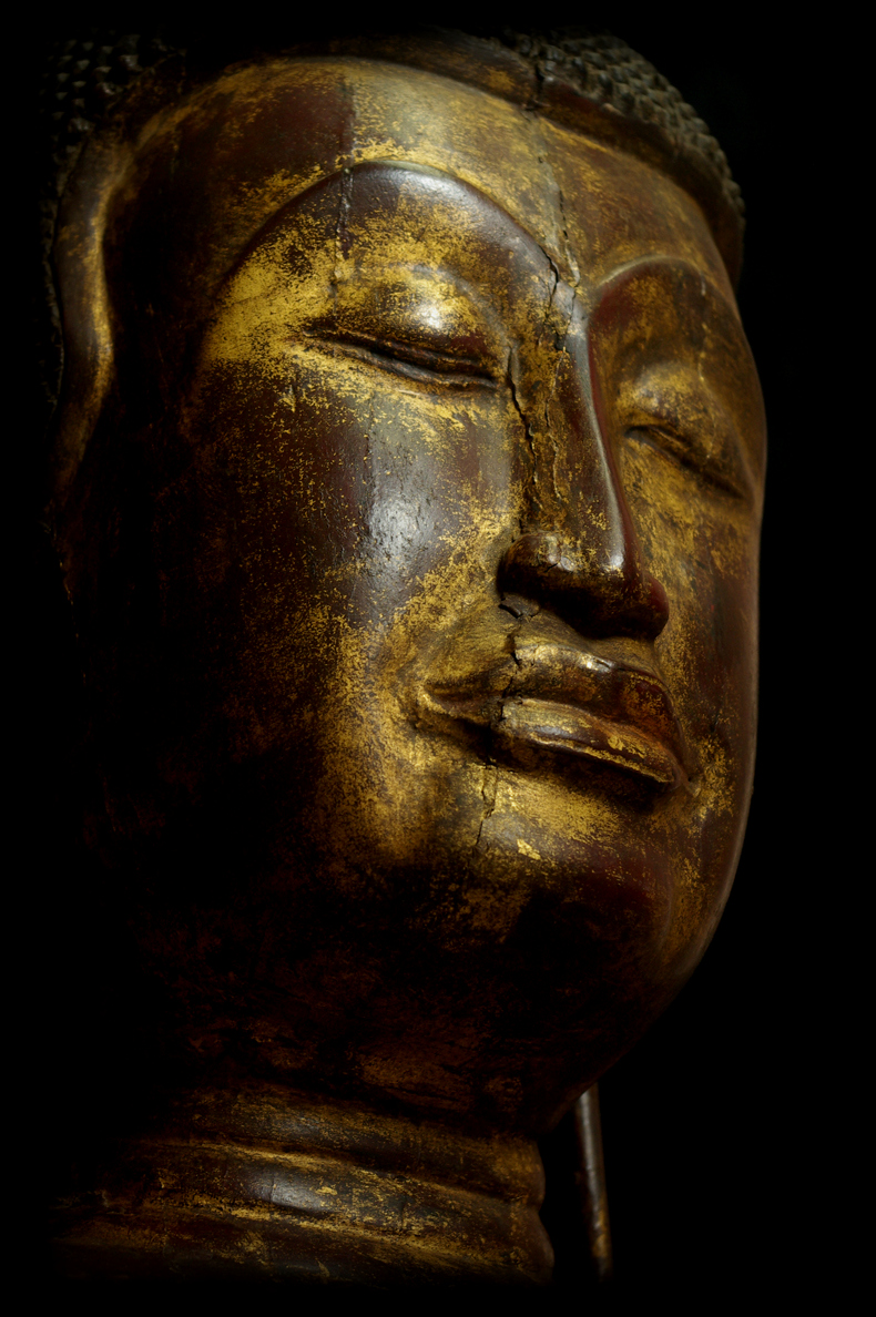 Extremely Rare 18C Wood Cambodia Buddha #AL046