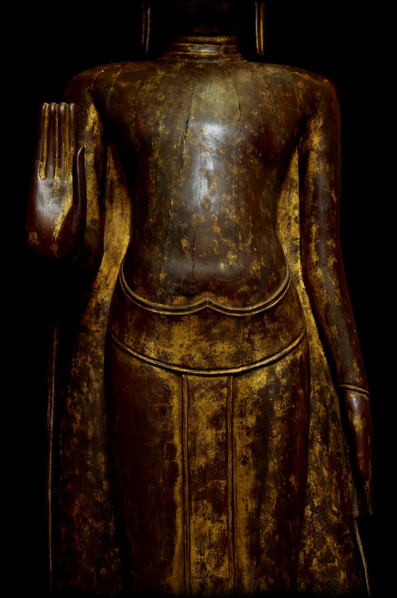 Extremely Rare 18C Wood Cambodia Buddha #AL046