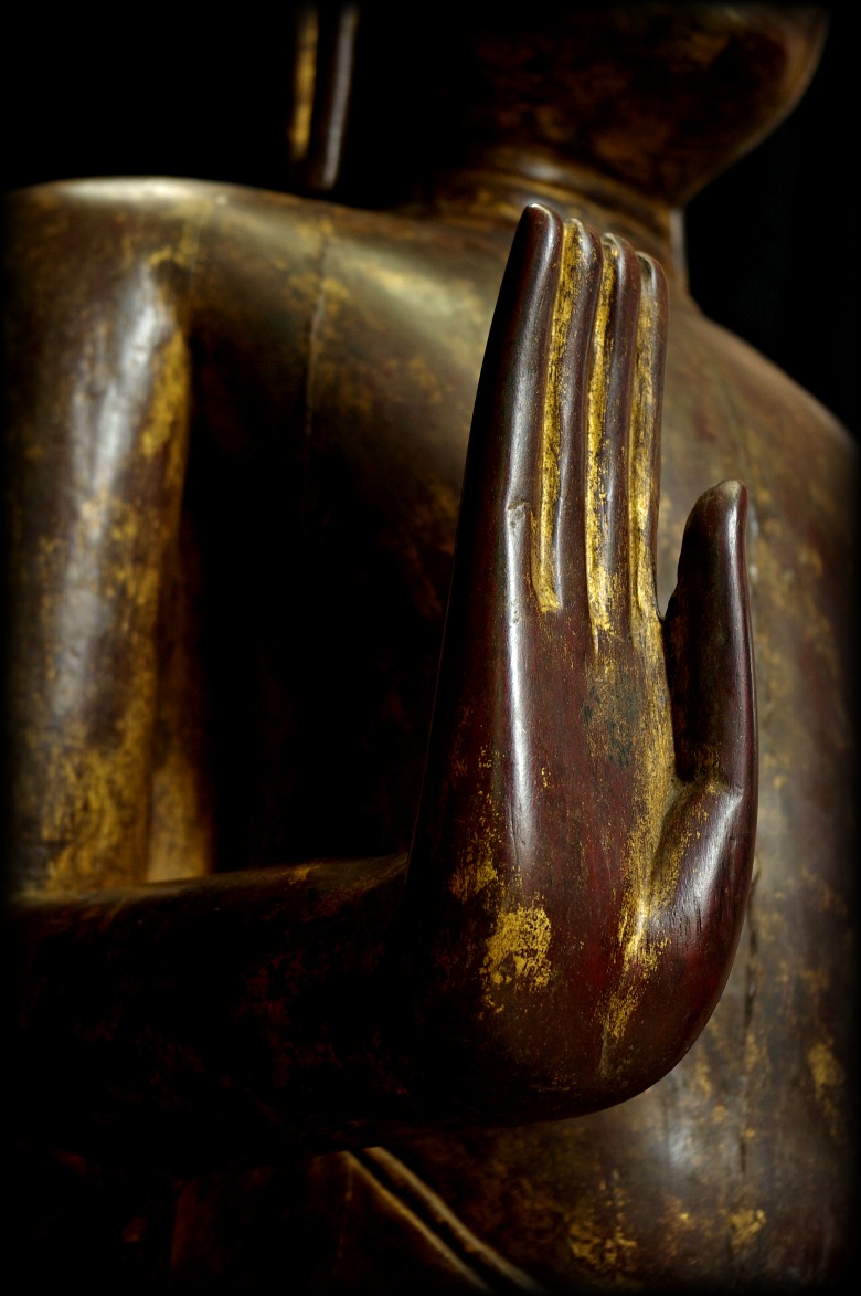 Extremely Rare 18C Wood Cambodia Buddha #AL046
