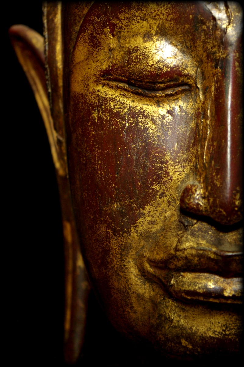 Extremely Rare 18C Wood Cambodia Buddha #AL046