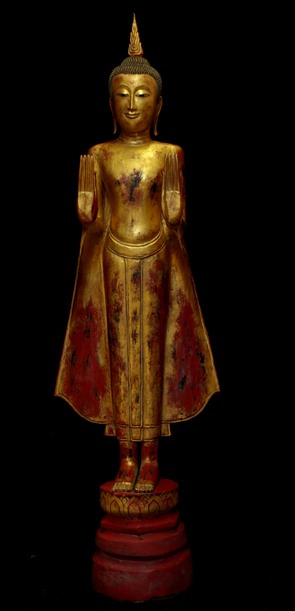 Extremely Rare Mid 18C Wood Thai Buddha #B048-2