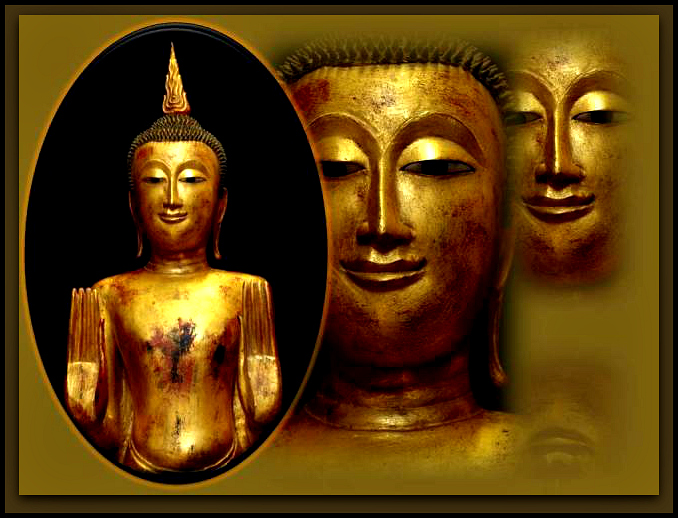 Extremely Rare 18C Standing Wood Thai Buddha #B048-2