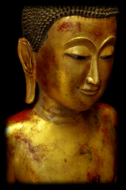 Extremely Rare Mid 18C Wood Thai Buddha #B048-2