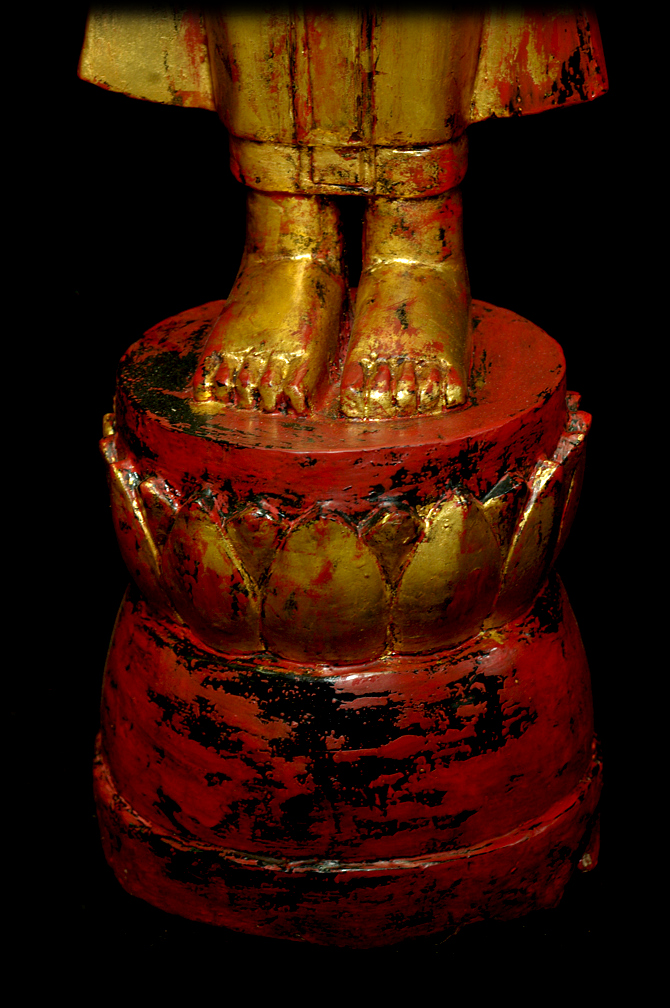 Extremely Rare 19C Wood Lanna Thai Happy Buddha #B06-2