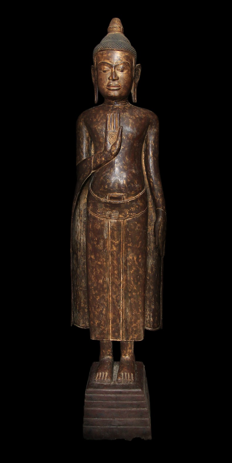 Extremely Rare 18C Wood Cambodia Buddha #BB175