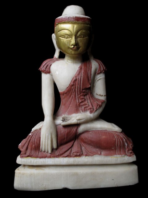 Extremely Rare 18C Alabaster Mandalay Burma Buddha #DG002