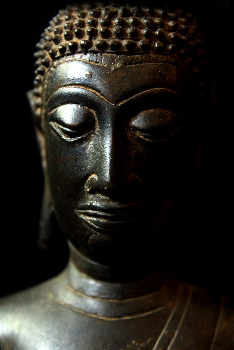 Extremely Rare 18C Sitting Bronze Laos Buddha #B02-24